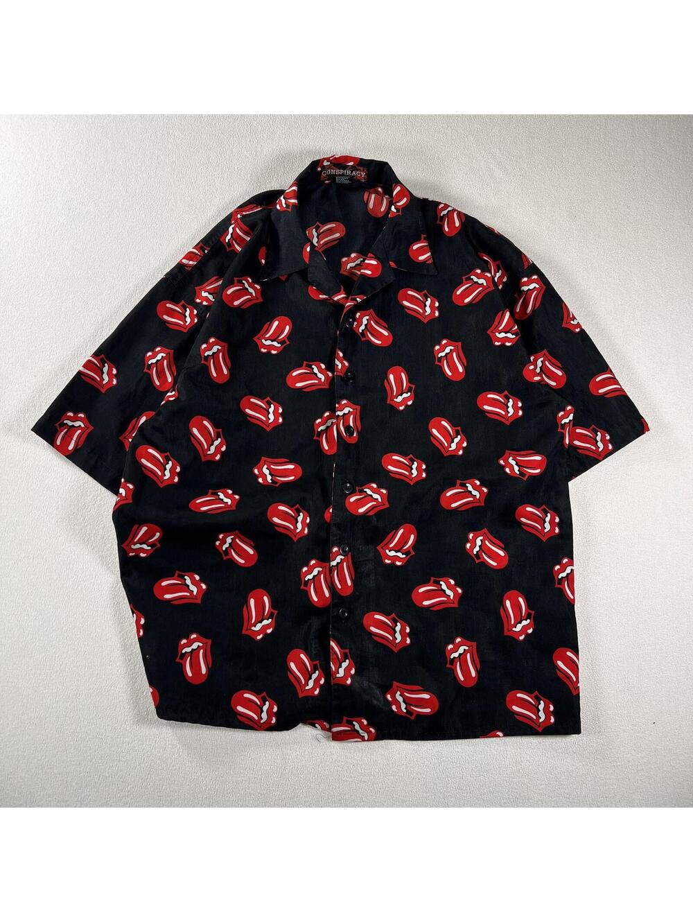 Vintage Y2K The Rolling Stones Button Up Camp Shirt